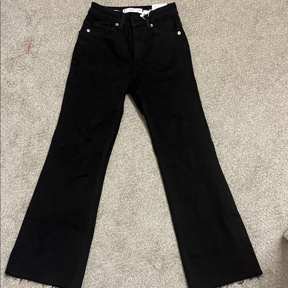 Mango Black High-Waist Flared Jeans